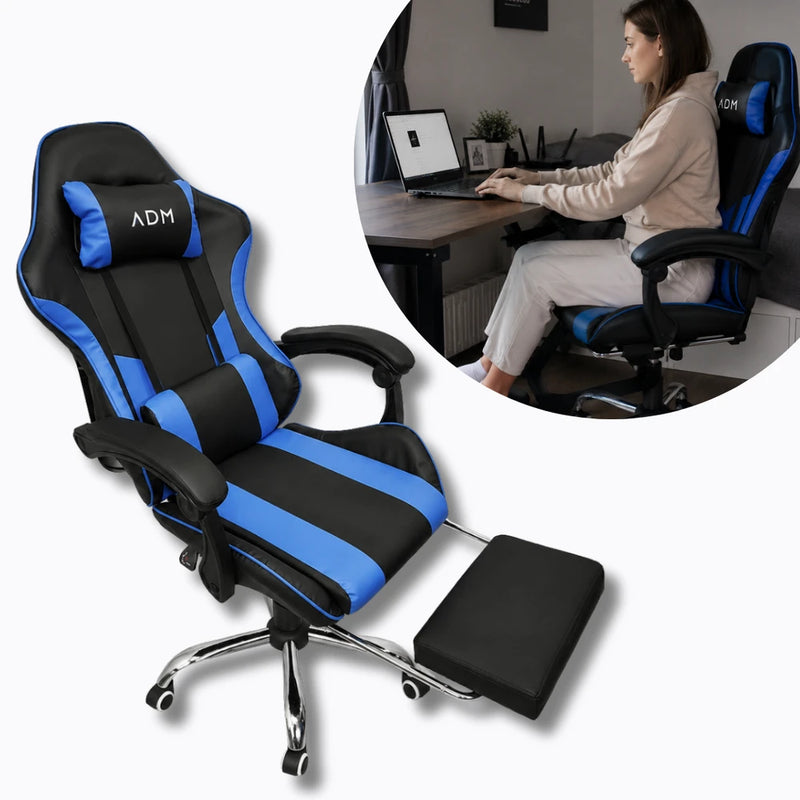 Ergonoomiline kontori- ja mänguritool jalatoega