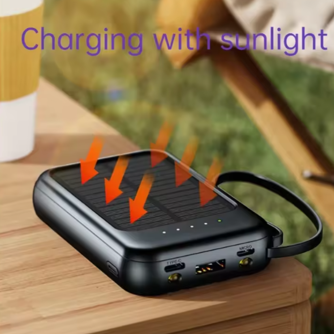 Keturių funkcijų saulės energijos baterijos įkroviklis powerbankas – 10000 mAh