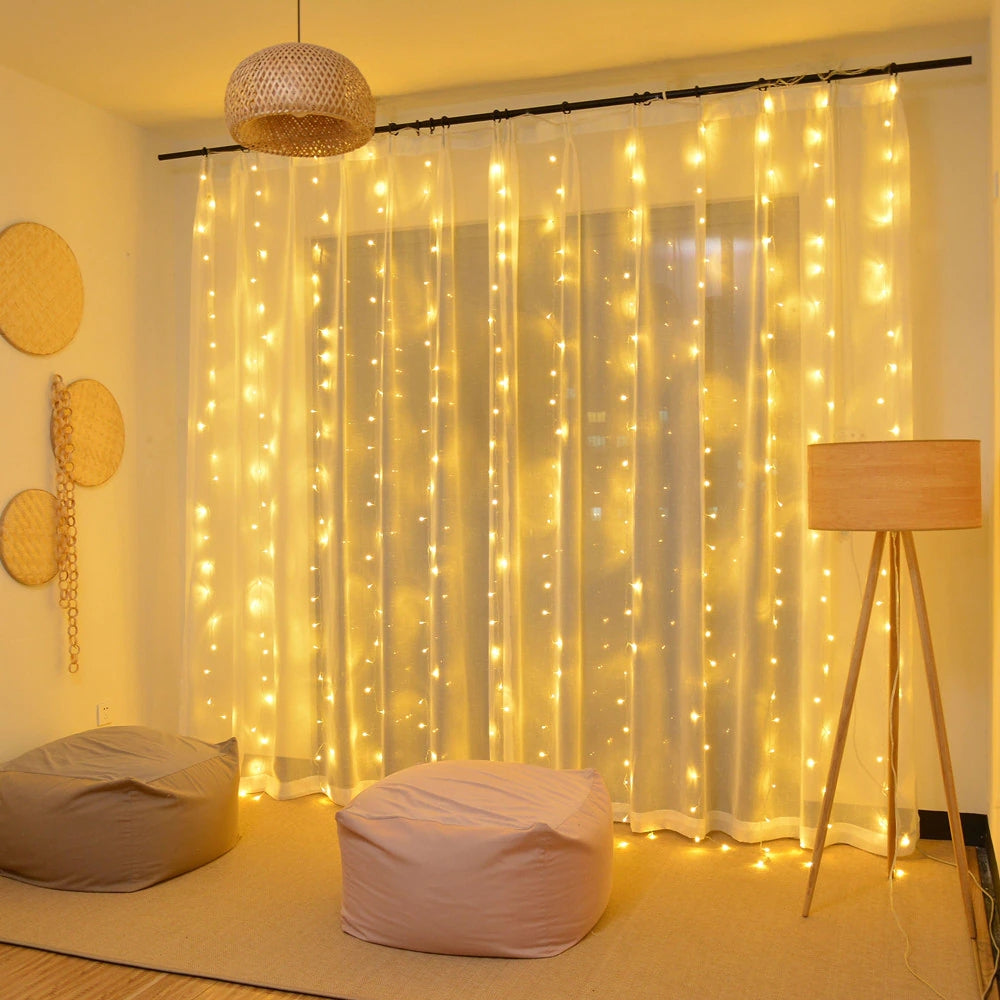 LED USB Užuolaida - Girlianda 3x3m 
