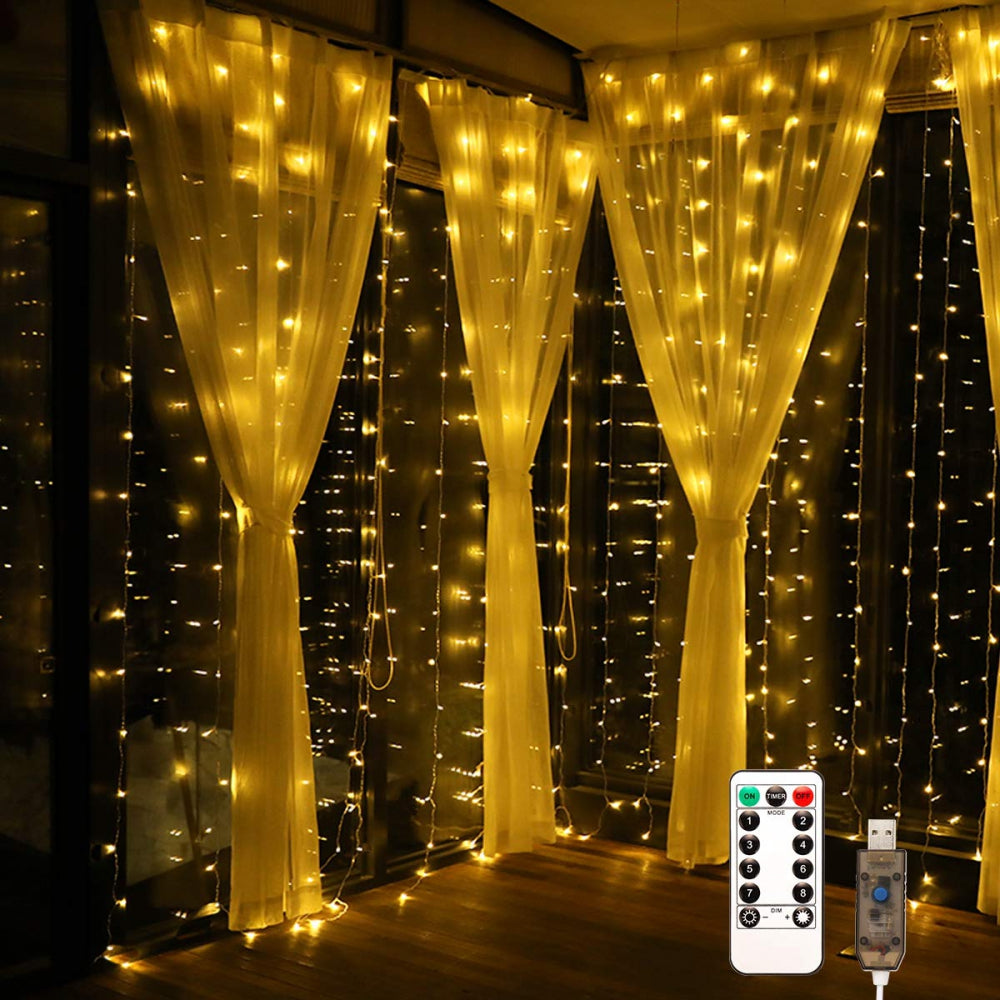 LED USB Užuolaida - Girlianda 3x3m 