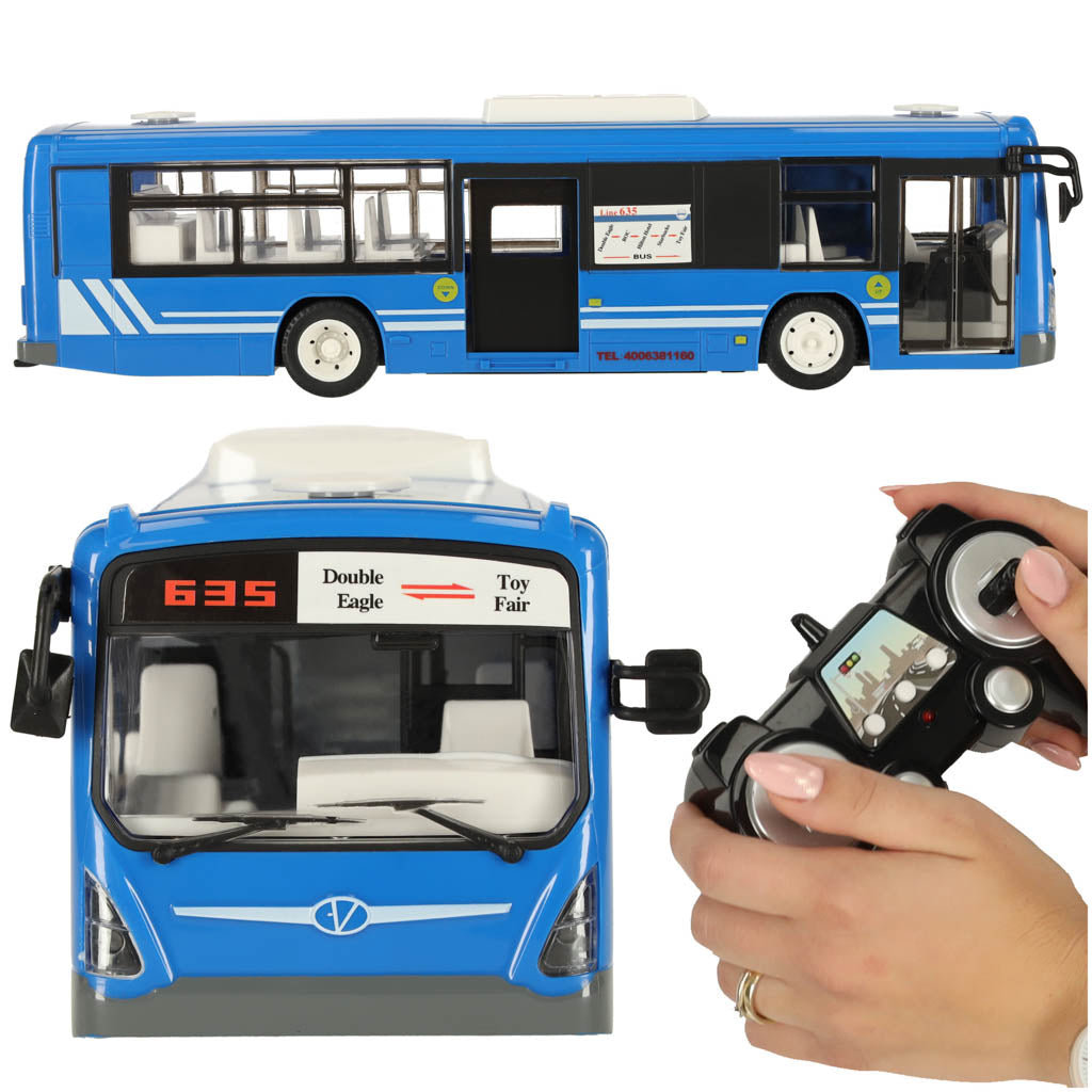 Kaug juhitav RC-buss avatavate ustega, sinine